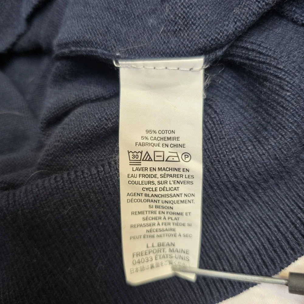 LL Bean Mens Wicked Soft‎ Sweater V Neck Cotton Cashmere Blend XXL Navy Blue
